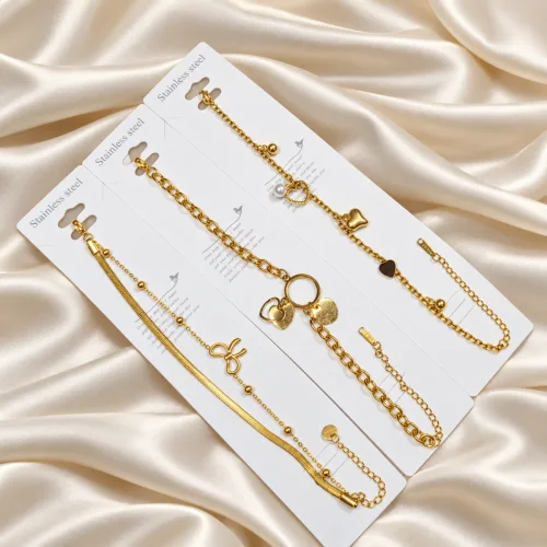 18k gold coloured stainless steel Bracelet and double layer pookie bracelet