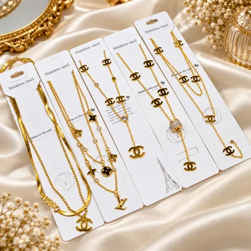 18k gold coloured stainless steel Double layer luxurious Necklace series 1