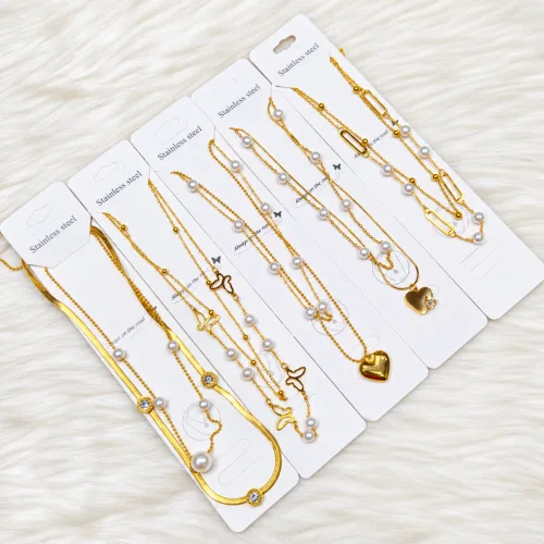 18k gold coloured stainless steel Double layer luxurious Necklace series 2
