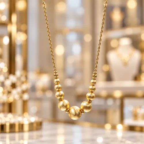 316L grade stainless steel 22k gold coloured Necklace series Ball style