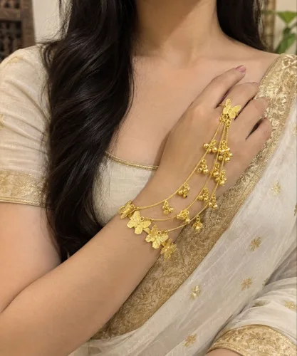 Copper Hathphool Series 3 Strap with jumka 1 ring Butterfly style