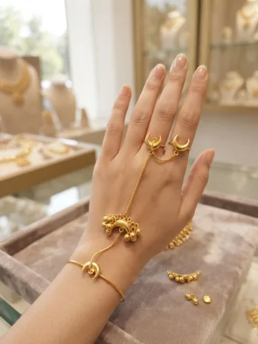 Copper Hathphool Series dual ring moon style