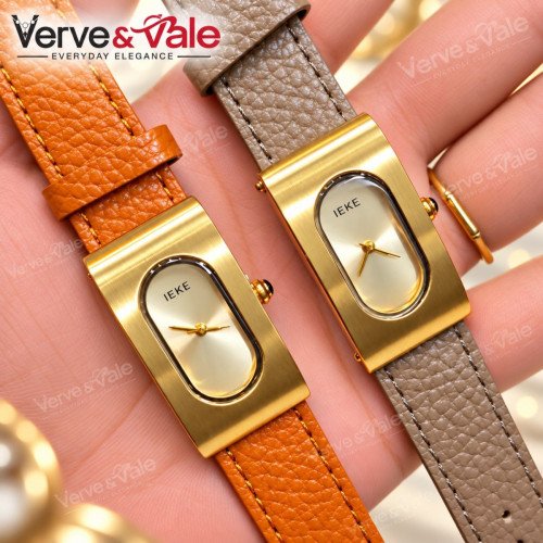 IEKE Brand Leather and Stainless Steel watch