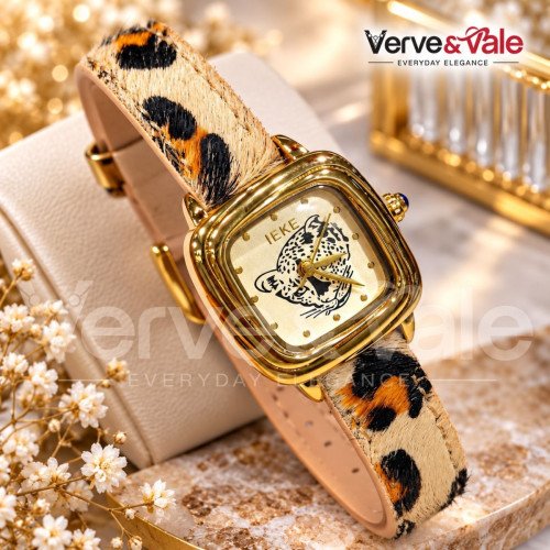 IEKE Luxury Watch For Woman Genuine Leather Waterprof Dial