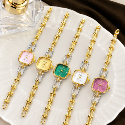 Luxury Watch with Diamonds, Stylish and High-Value Square Bracelet Watch