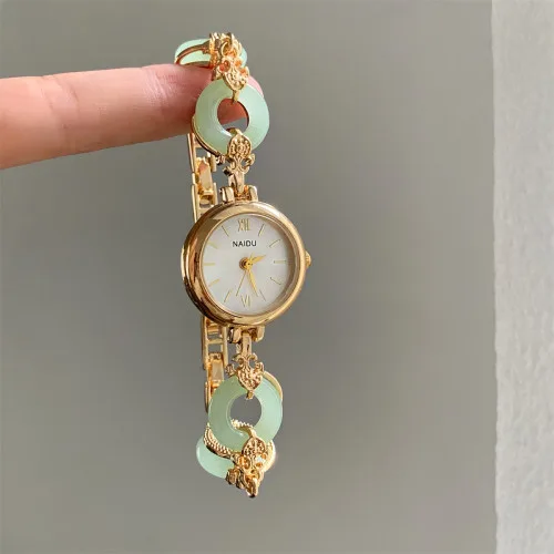 NAIDU Watch - Item 2 Model 1 - Exquisite Jade Design, Vintage Bracelet Watch