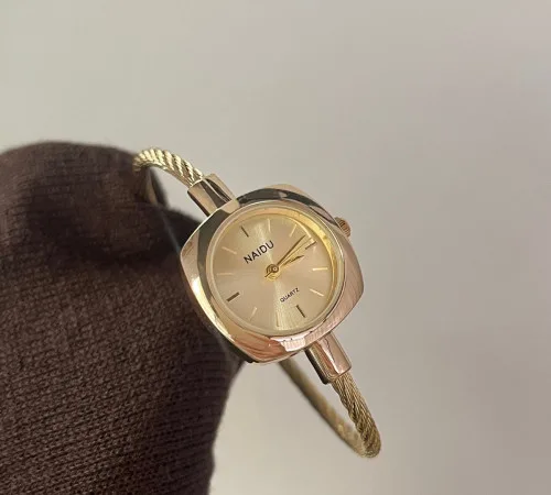 NAIDU Watch - Item 4 Model 5 - Square Dial Pearl Bangle