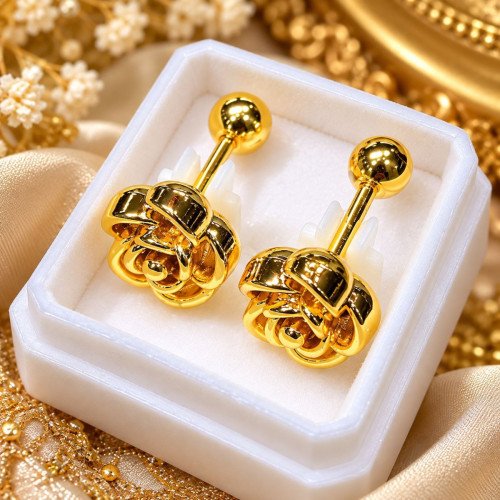 Rose screen system Earrings 12 pair packet big rose