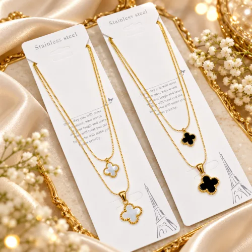 SS clover Double layer Necklace series