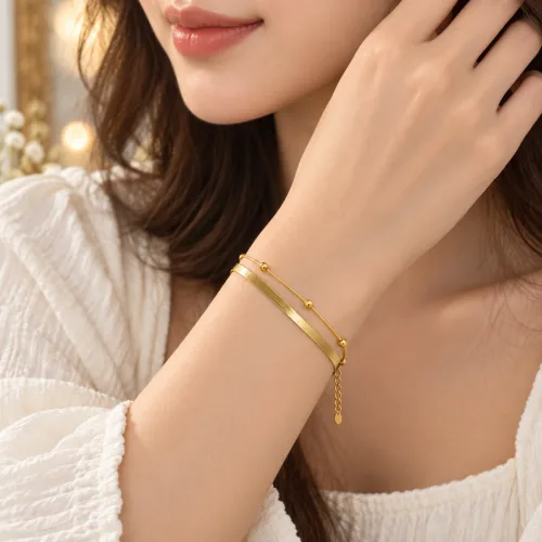 SS Double layer beads bracelet