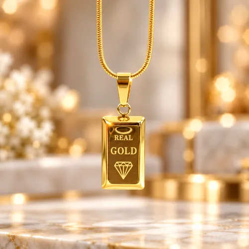 SS Gold Bar Pendant