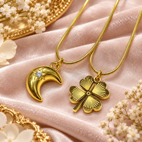 SS Necklace series Moon and clover style
