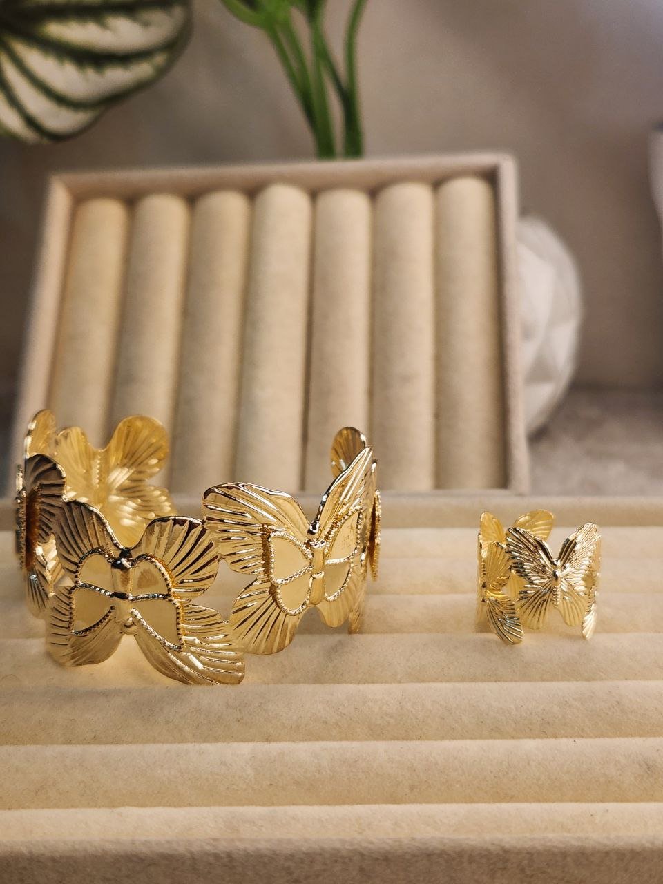 Cuff Bangle Bracelet With Ring #1