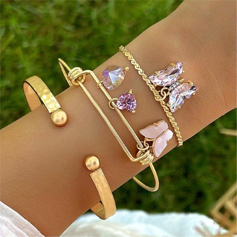 3 Piece Butterfly Bracelet Set-BTXA