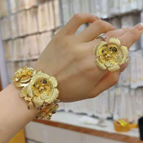 Cuff Bangle Bracelet With Ring #39