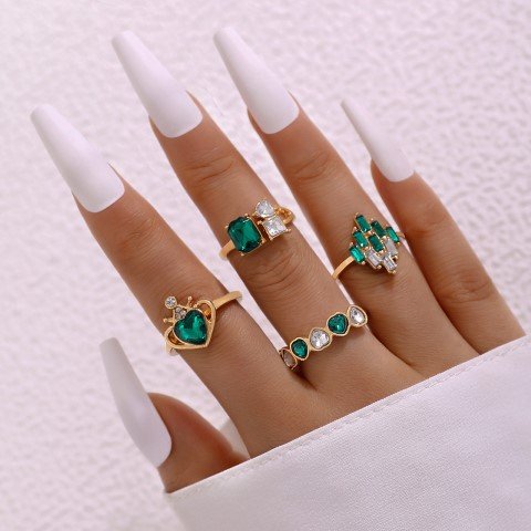 4 Piece Green Ring Set-RGS_E3