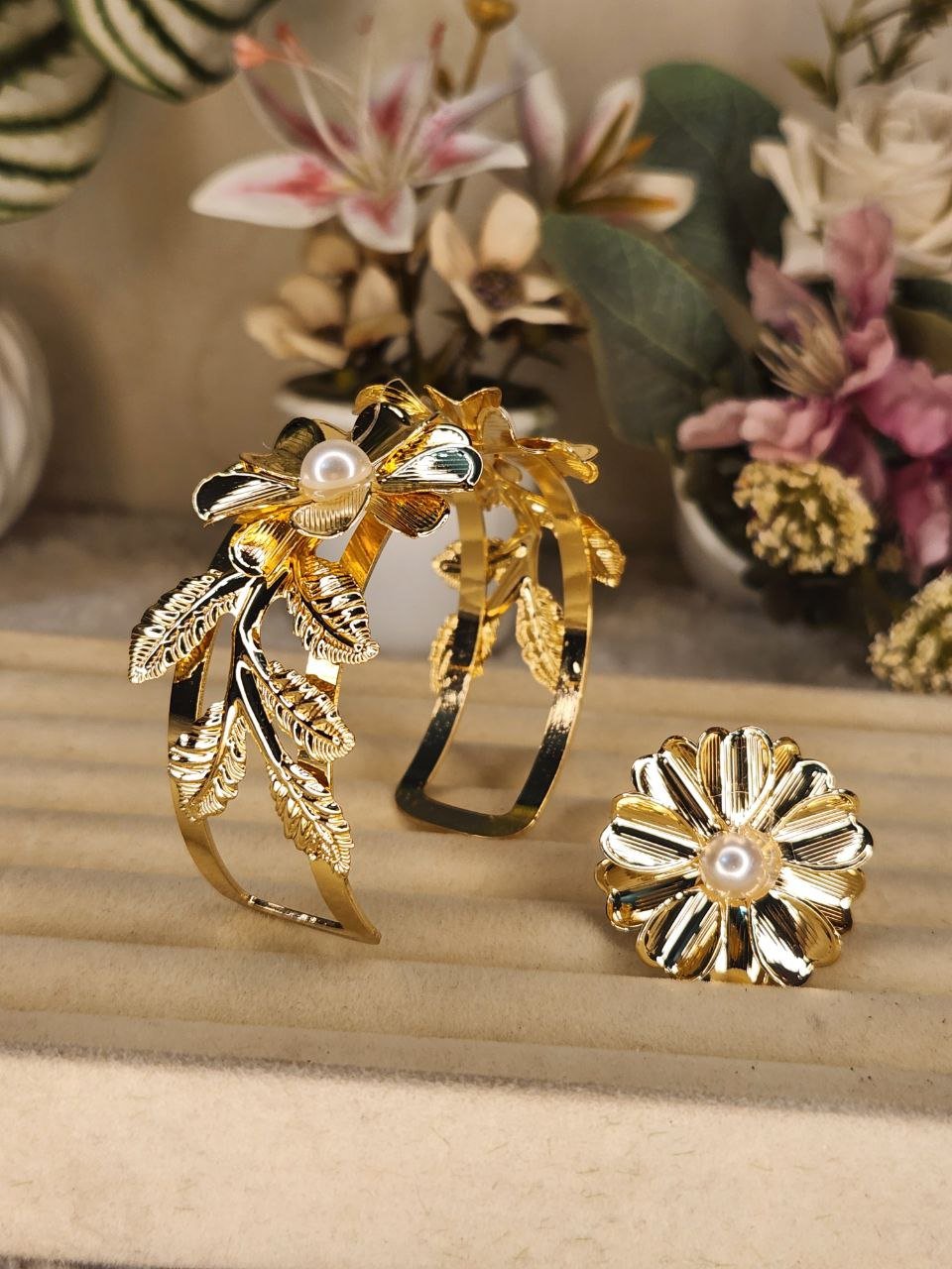 Cuff Bangle Bracelet With Ring #3