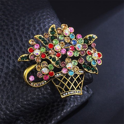 Flower Rose Basket Brooch #43.1