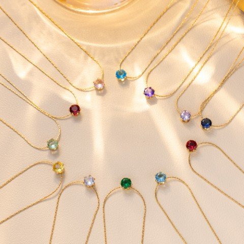 18K Gold Titanium Steel One Stone Circle Necklace