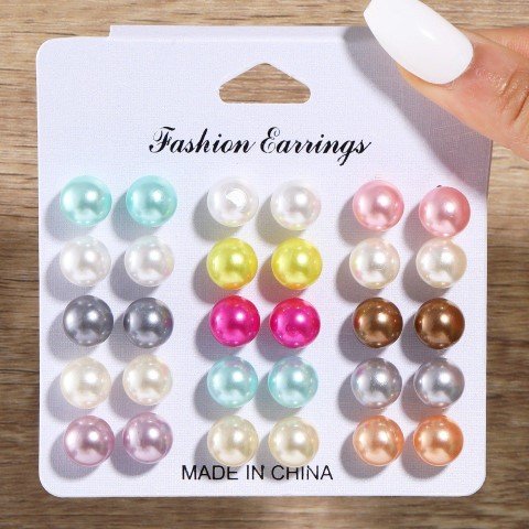 15 Pair Pearl Earring-EGF0