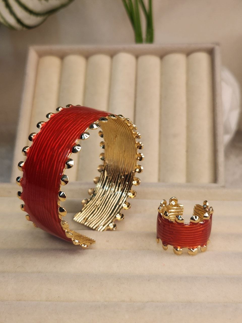 Cuff Bangle Bracelet With Ring #7