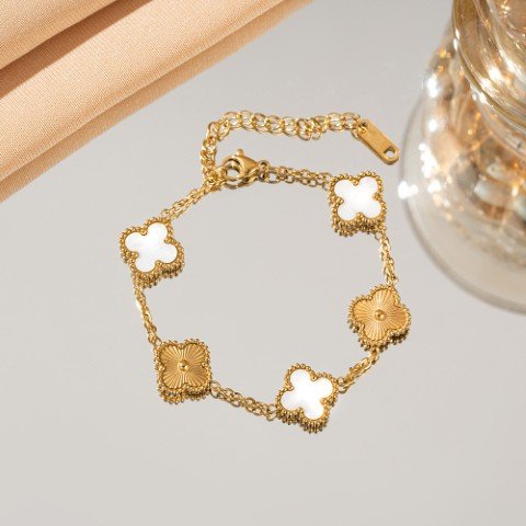 4Clover Steel bracelets-White/Gold