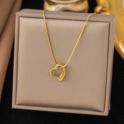 18K Gold Titanium Steel Love Locket Necklace