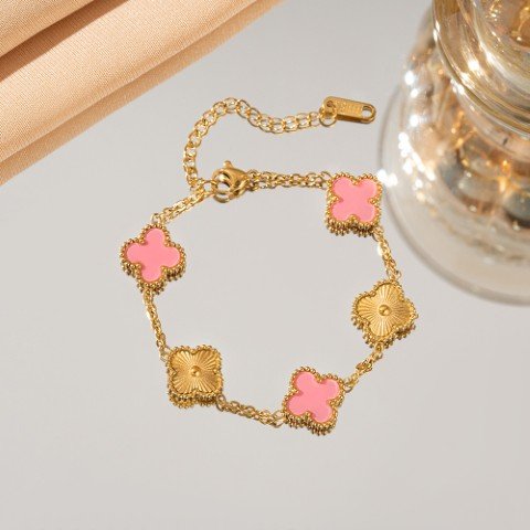 4Clover Steel bracelets-pink/gold