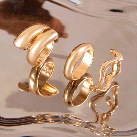 3 Piece Gold Ring Set-RGS_F0