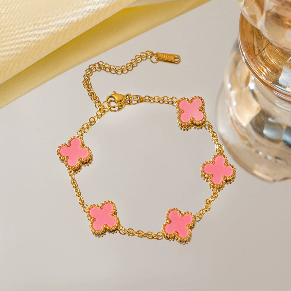 4Clover Steel bracelets-Pink