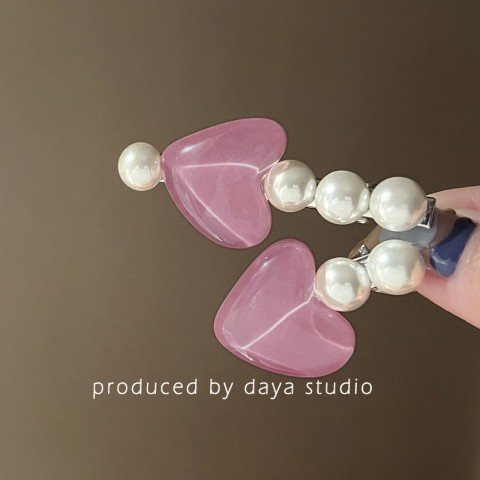 50045-Mermaid Heart Pearl Hairpin 2Pcs