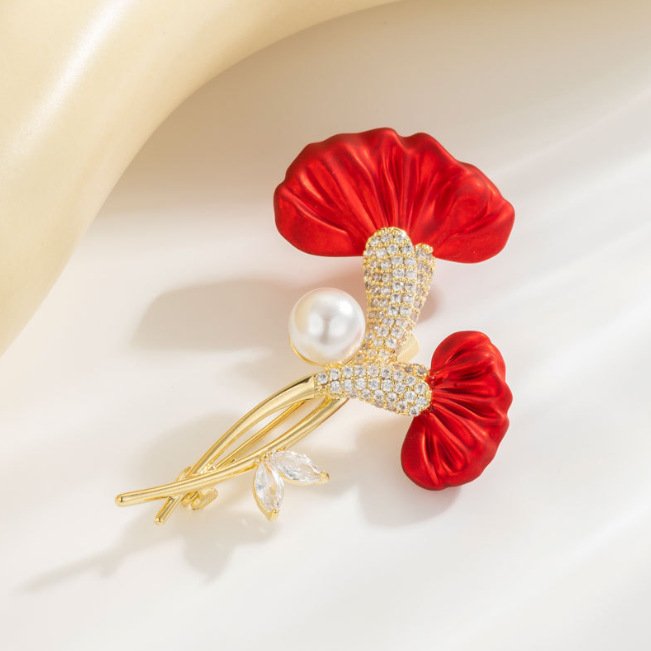 Red Flower Brooch
