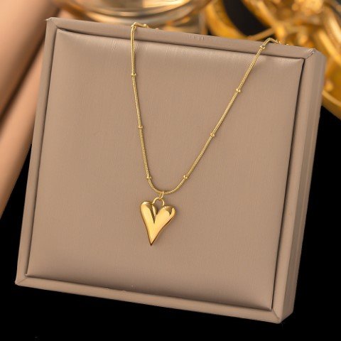 18K Gold Titanium Steel Clavicle Chain Love Solid