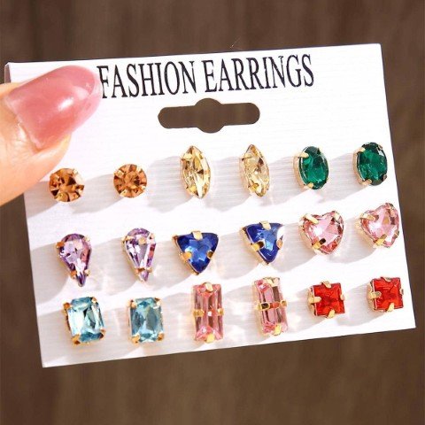 9 Pair Pearl Earring-EGG5